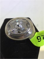 STERLING RING WITH CLEAR GEMSTONE, SIZE 5.5