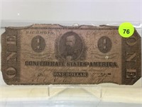 1862 "CIVIL WAR ERA" $1 CONFEDERATE CURRENCY