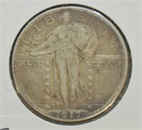 1917 TYPE TWO STANDING QUARTER  XF   PQ COIN