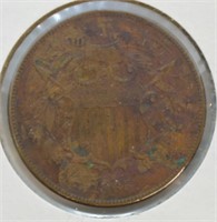 1865 TWO CENT PIECE  XF