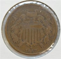 1867 TWO CENT PIECE  VF