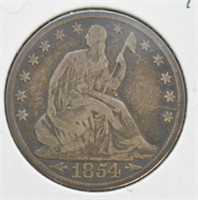 1854 O SEATED HALF DOLLAR  VF