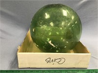 Large green glass fish float, approx. 11" diameter