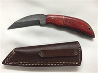 Damascus Full Tang 7.5" Skinner Knife with Sheath