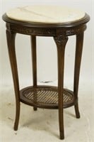 MAHOGANY OVAL MARBLE TOP SIDE TABLE