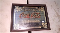 COCA COLA FRAMED PROMOTIONAL MIRROR 13 X 10"