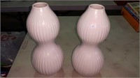 PAIR OF WHITE CERAMIC VASES 12"