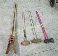 Sledgehammers, splitting maul, diggers