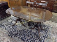 Inlaid Mahogany Double Pedestal Dining Table With