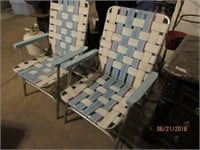 2 Vintage Aluminum Chairs - 1 has damage as shown