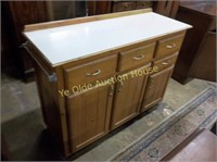 Wonderful Formica Topped Knotty Pine Kitchen Chest