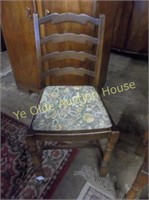 Nice Oak Ladder Back Side Chairs With Tapestry