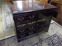 Inlaid Mahogany Entertainment Center With Cut