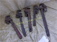 Group of Vintage Large Pipe Wrenches
