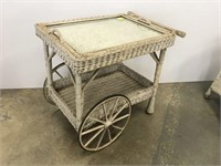 Antique wicker serving cart