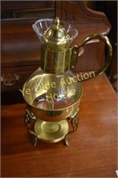 Brass and Glass Coffee Pot With Heating Base