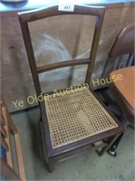 Inlaid Mahogany Bedroom Chair With Rattan Seat