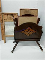 Magazine Rack, Washboard And Contents