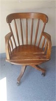 Vintage oak swivel desk chair