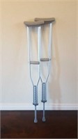 Pair of adjustable crutches.