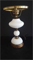 Vintage milk glass and brass lamp