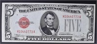 1928 E $5 LEGAL TENDER RED SEAL NOTE