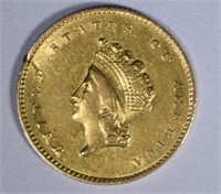 1855-O $1.00 GOLD  AU+