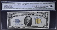 1934 A $10 SILVER CERTIFICATE-NORTH AFRICA