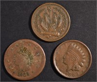 (3) PATRIOTIC CIVIL WAR TOKENS