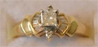 14K Yellow Gold Princess Diamond Solitaire Ring