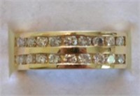 14K Yellow Gold Double Diamond Wedding Ring