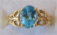 10K Yellow Gold Genuine Blue Topaz Ring
