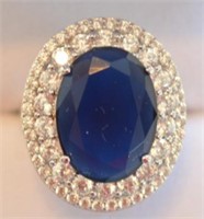 Sterling Silver 8.12ct Sapphire Estate Ring