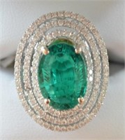 14K White Gold 8.82ct Emerald & Diamond Ring