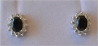 Sterling Silver 3.02ct Genuine Sapphire Earrings