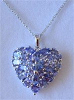 Sterling 5ct Genuine Tanzanite Heart Necklace