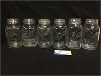 Mason Quart Canning Jars, lot of 6