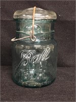 Bail Lid Blue Ideal Mason Quart jar