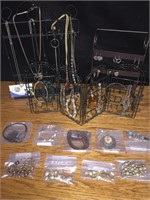 Huge lot of jewelry with three stands
