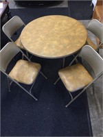 Folding card table and 4 folding chairs