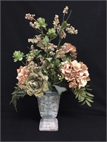 Vase and silk flowers centerpiece