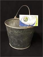 Galvanized bucket with dragonfly pattern