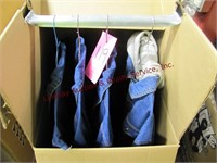 Box of 4 jean jackets (1 w/ hood) -- LIKE NEW,