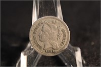 1881 3 Cent Piece FULL Liberty, Beautiful