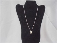 20" .999 Silver necklace with heart pendant