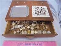 Vintage watch working box w / watch parts