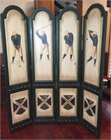 Wood 4 Panel Golf Themed Privacy Screen