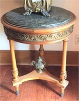 Round Marble Top Side Table with Mid-
