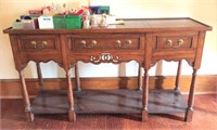 Carved Wood 3 Drawer Sofa Table