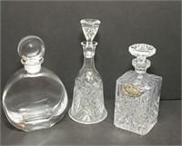 Selection of Decanters Lot of 3, One Has